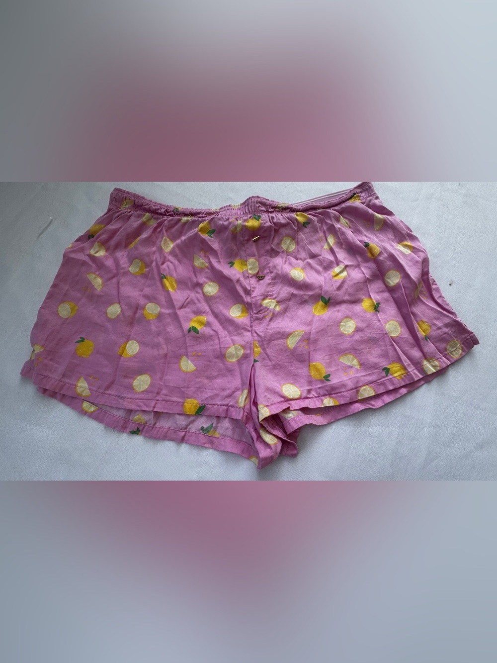 VS PinkSatin Hotties Lemon Print Women’s Sleep Shorts Size L